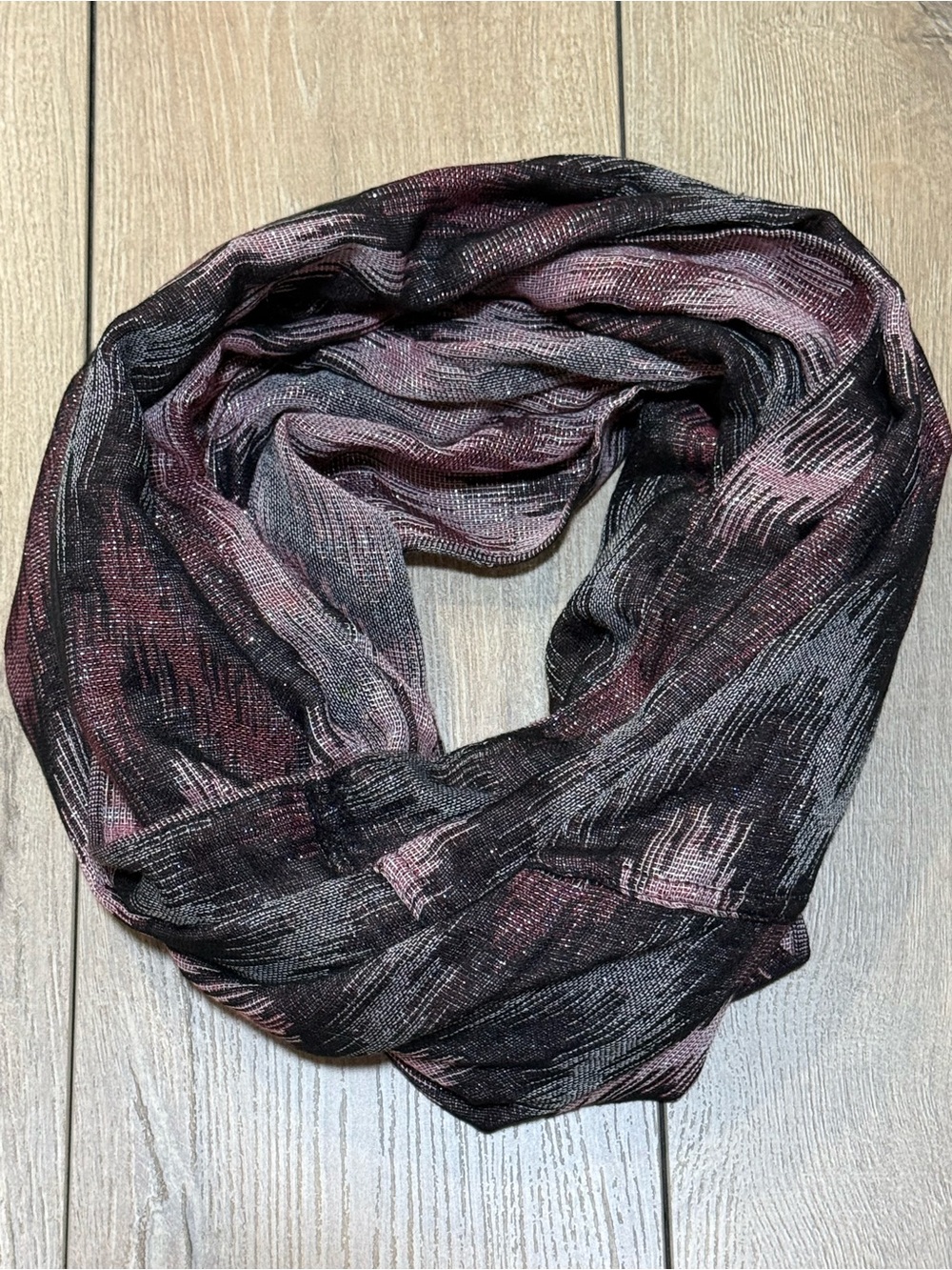 APT. 9 Metallic Chevron Infinity Scarf Wrap Pink Black Gray Shimmer - Picture 2 of 15